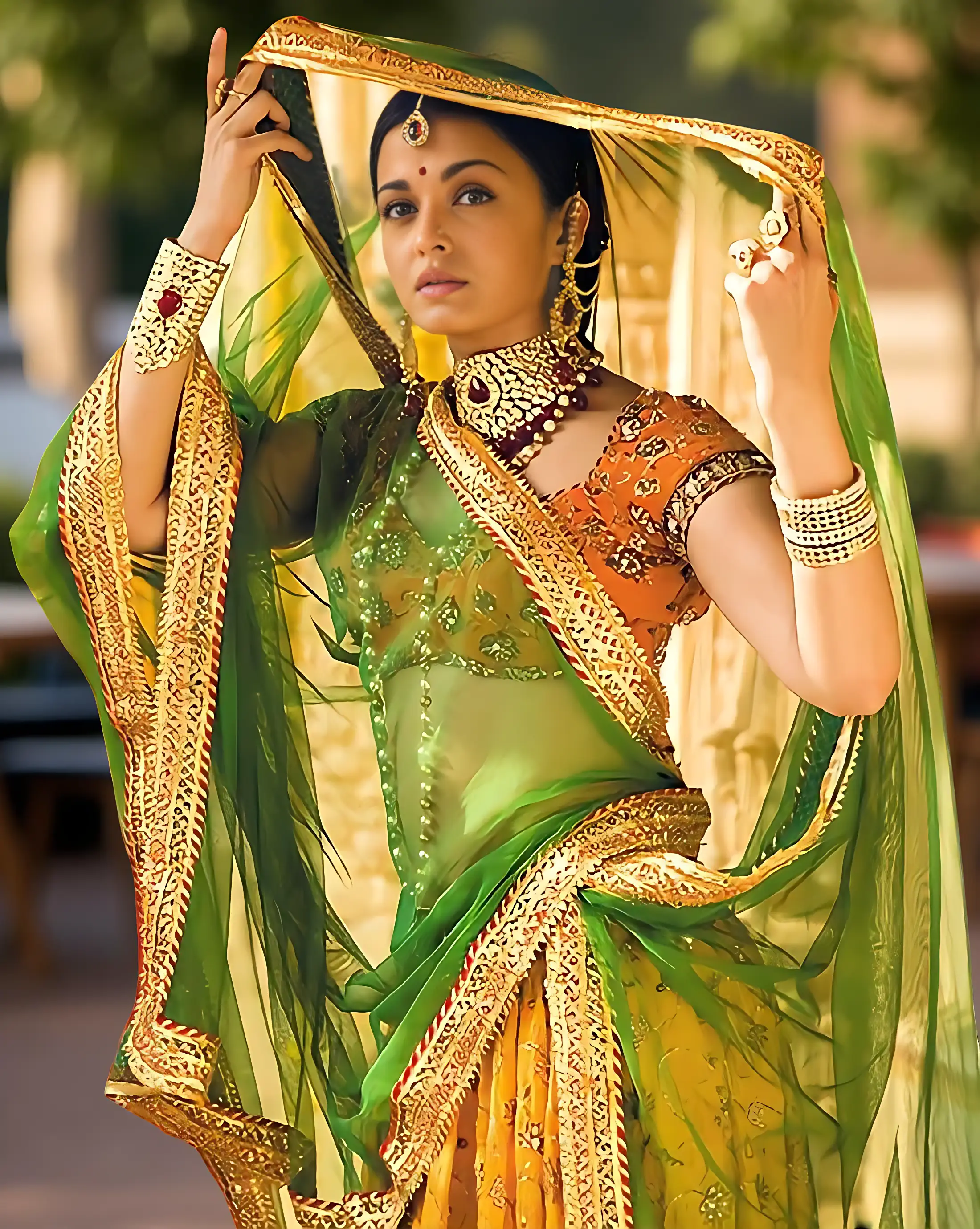 Aishwarya Rai from Jjodha Akbar Green Saree Look -  