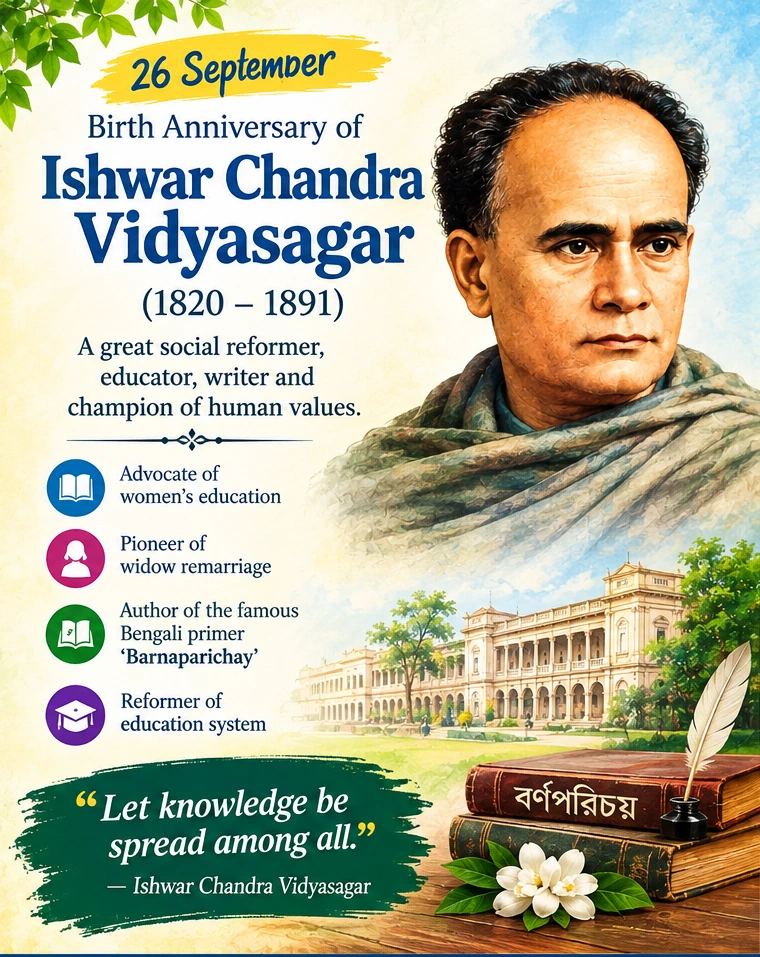 Ishwar Chandra Vidyasagar birth anniversary poster