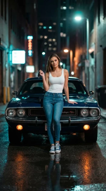 City Night hot girl mobile background